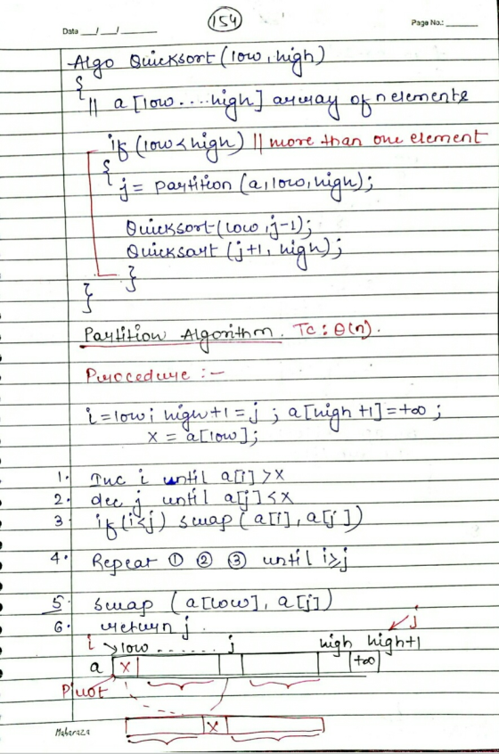 Page No.: Date { nelemente Algo Quicksort (low, high? Il a flow.... nigh ar way of is (low high) Il more than one element j=