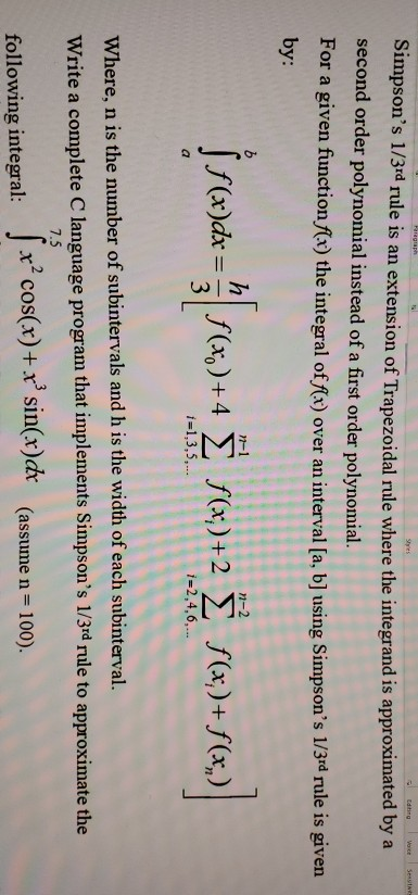 Paragraph Styles Voce Sraut Simpsons 1/3rd rule is an extension of Trapezoidal rule where the integrand is approximated by a
