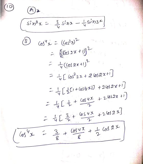 i Alo sinx= & sina - 4 sinax w (Cos3x)2 Cos. = {COS 2 2x+))? Et cos 2x +0j? = ☆ [ cos? 2x + 9 Wos2x+1] $ [ 3C1+cos & XI] + 2