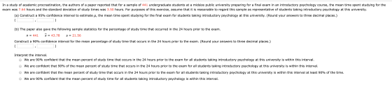 In a study of academic procrastination, the authors of a paper reported that for a sample of 441 undergraduate students at a