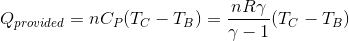 Q_{provided}=nC_{P}(T_{C}-T_{B})=\frac{nR\gamma}{\gamma - 1}(T_{C}-T_{B})