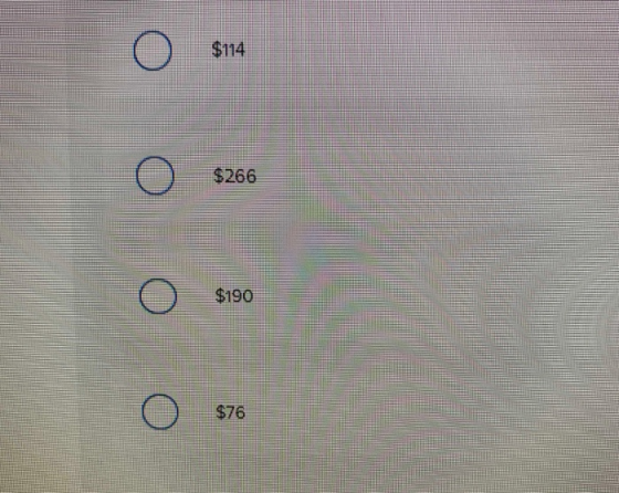 O C $114 $266 $190 O $76