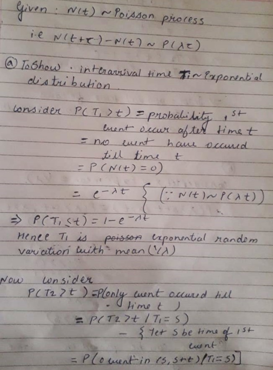 ven N(t) r. Poi.ason 、 process cis tru bution ime t iul timet enponntal rands Now Lwnsidex
