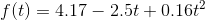 f(t)=4.17-2.5t+0.16t^{2}