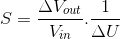 S=\frac{\Delta V_{out}}{V_{in}}.\frac{1}{\Delta U}