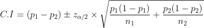C.I = (p1 - P2) 2a/2 1 Pi(1-P) ni P2(1 - P2) n2
