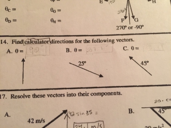 Find calculator directions for the following vecto