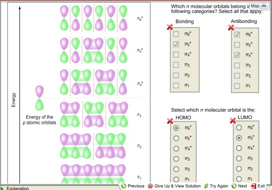 Which pi molecular orbitals belong in the followin