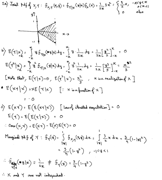 2a) Joint pdf & x,y: fxy (2,8) = fry (]x) fx (x)= 32: x >h77- 17x7e ebe x → 0:11317-6p**as Rp celbayog a L - C219)a ka LS 1-z