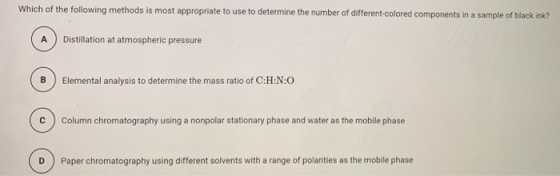 Which of the following methods is most appropriate to use to determine the number of different colored components in a sample