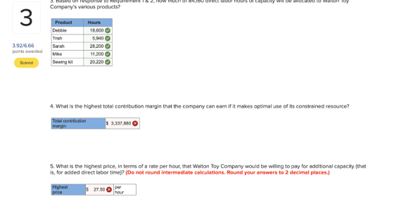 3. Based on response to Requirement 1 & 2, HOW TUCH 84,160 Ullect labor hours of capacity will be allocated to Waltoni Toy Co