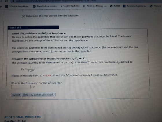 webassign.net/web/Student Assignment Responses/ 00 00070 ps USAA Military Hom... Navy Federal Credit... myPay Web Site * Amer