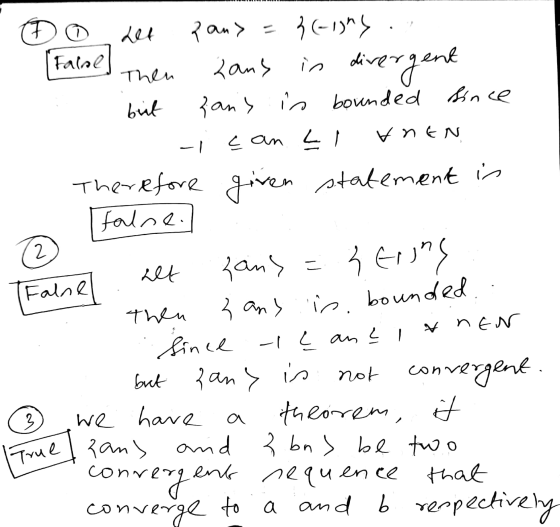 - 204 Then VnEN -1 2 - pan>=3(-13h) Faline] Laus in divergent but {ans is bounded since çan L Therefore given statement in fa