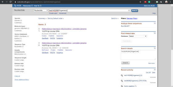 f = c n cbi.nlm.nih.gov/nucleotide?term=txid 145266[Organism] 3 NCBI Resources How To Sign in to NCBI Nucleotide Nucleotide S