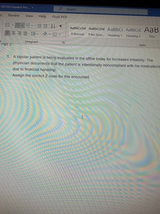 HIT203 Graded Pro... e Search Foxit PDF Review View Help E IEE 21 E AaBbCcDd AaBbCcDd AaBb C AaBbcc AaB 1 Normal 1 No Spac...