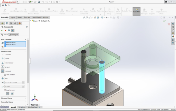 BS SOLIDWORKS Assem1 * > Search Comr Linear Component Pattern Exploded View Insert Components Mate Edit Component Instant3D f