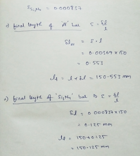 Esiinty = 0.000837 & final length of A bal sa de Ela = {xd = 0.00369 x 150 = 0.553 If = Iffl =150.553 mm d) final leyth of Si