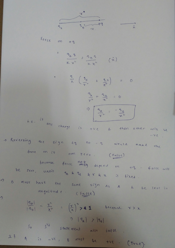 Force om 4- 匀 i.e. one chars Reversing the sign to force emitnem zeo because torce org depend en·ta, torce wit B must have tt