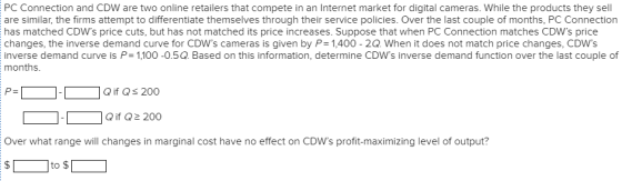 PC Connection and CDW are two online retailers that compete in an Internet market for digital cameras. While the products the
