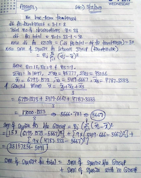 8 9 10 11 12 15 16 17 18 19 22 23 24 25 26 29 30 31 WEDNESDAY Ansons) .. Pake:) 3/12/2017 We have three taceatment df for tre
