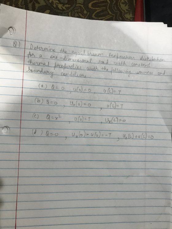 &)Determine tha 24lbuum temehr distibhan dimarsienal scad eth (anterd thurmal arpbudiu th the beundary tanddio woures and u)T