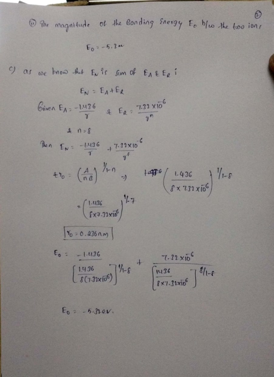 The magnifude ot he Bonding Snergy o bluo the too ionr EN EAE biven EA: -1476 2 tona 4436 I-F Yo 0.936nm) О: r I.UJ6 て.nxio 1.436 に136 L-P