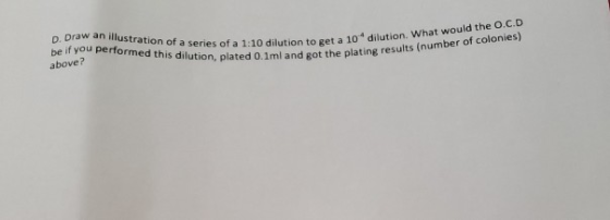 Draw an illustration of a series of a 1:10 dilut les of a 1:10 dilution to get a 10dilution. What would the 0.00 ed this dilu