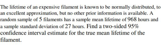 The lifetime of an expensive filament is known to be normally distributed, to an excellent approximation, but no other prior