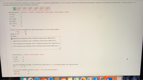 Latx be a random variable that represents the betting average of a professional baseball player Lety be a random variable tha