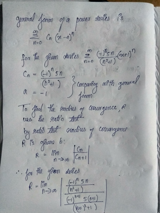 00 n =0 (1²4) gennal feom ga power series Cm (-a) for the giun dentes cuising (947) (n = (ighsn (121) >comparting with gene