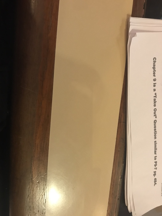 Chapter 9 Is a Take Out Question similar to P9-7 py. 484.