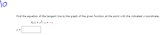 이 Find the equation of the tangent line to the graph of the given function at the point with the indicated x-coordinate. F(x)