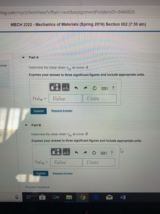 ing.com/myct/itemView?offset-next&assignmentProblemID-8466826 MECH 2322 - Mechanics of Materials (Spring 2019) Section 002 (7