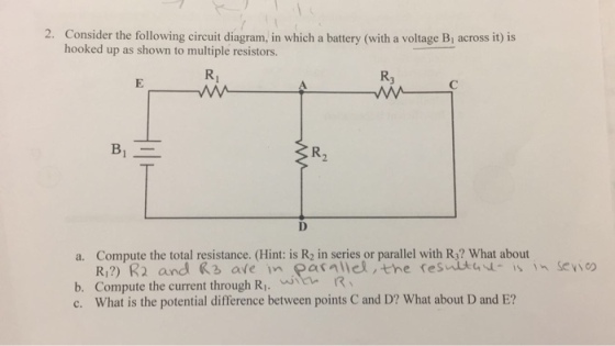 Consider the following circuit diagram, in which a