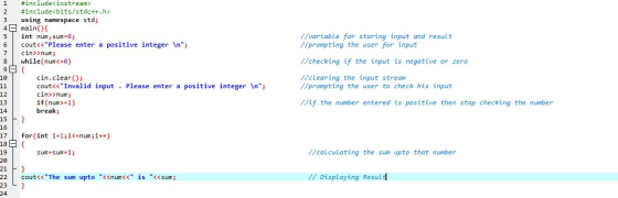 i 2 4 5 6 | 7 8 9 //variable for storing input and result //prompting the user for input #include<iostream> #include<bits/std