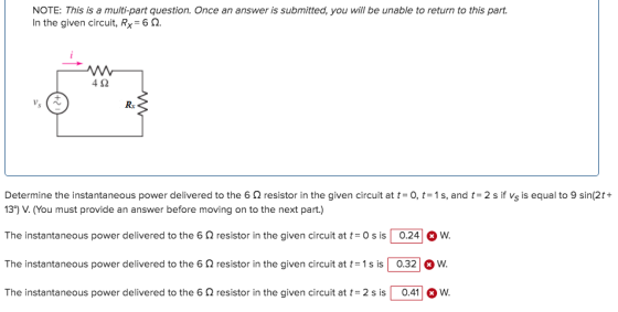 NOTE: This is a multi-part question. Once an answer is submitted, you will be unable to return to this part. In the given cir