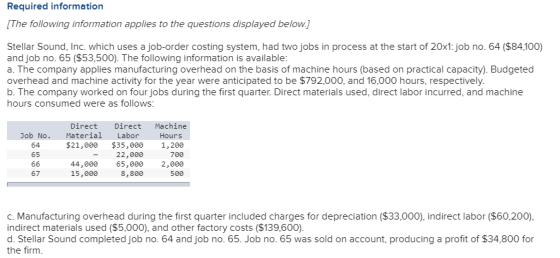 Required information [The following information applies to the questions displayed below.] Stellar Sound, Inc. which uses a j
