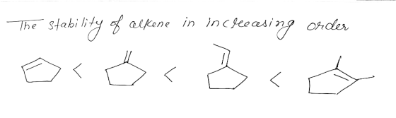 The stability of alkene in incleeasing order oro.Bid