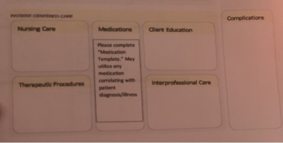 wner сеrеnсе Complications Nursing Care Medications Clent Education Please complete Medication Template. May utilize any me
