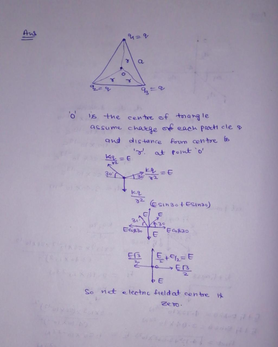 Aus o is tne centre of tmang l e enf each poch and distance fruee assume charge evf each poct cle p 30 贫2 le cn 20 So not eleetncfeldat ce n toe Ze NO