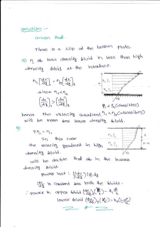 solution (n iven is a slip at 4he botlomlate. n less density 4-loid in less than high cienssiHy dsluid at the intexlace. 7 aN