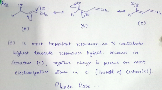 6: -CH2 12 a H tje 41 (c) (B) (A) (e) is most important resonance as it contibutes highest towards resonance hybrid. because
