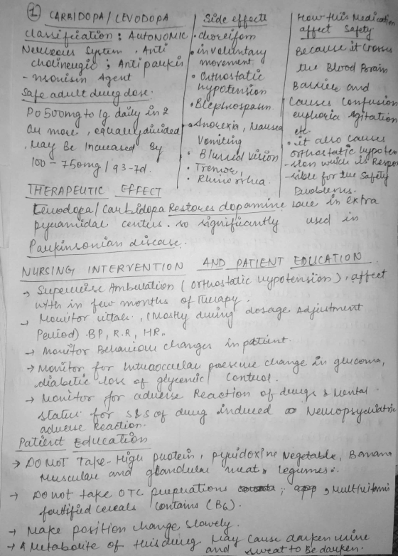 Anorexia, nausea ete. 100 - 750mg I93-7d. 6 . Trenor, used in , CARBIDOPA / LEVODOPA side effecte How this medication Classif
