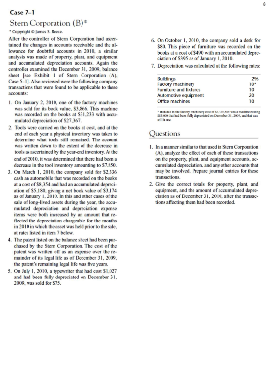 Case 7-1 Stern Corporation (B)* * Copyright © James S. Reece. After the controller of Stern Corporation had ascer- tained the