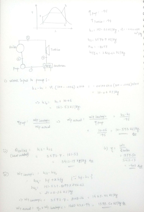 q puep: 195 n Tuebine : 194 Le 151.53KTIK, 0010064 ulkg Boiler 432 3578.7 KI/kg Xus = .8097 higg 4 = 2641662 ks / kg. Turbine