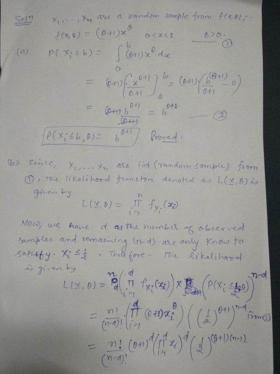 (a) p(Xİ 2 b): j @rリz.dx 四十. 9f 0-41 (b)Sence, X ase d (andom samp) fiom Noto ure ha Bamble, and emaming (n-d) ale only Knoo to n-d い! n! .ITT. (et)*t ) ( (よ n-d)