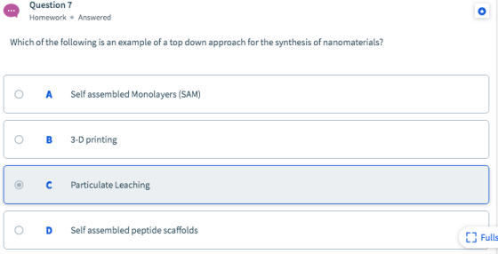 Question 7 Homework Answered Which of the following is an example of a top down approach for the synthesis of nanomaterials?