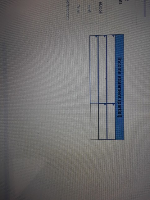 nts Income statement (partial) eBook Hint Print References