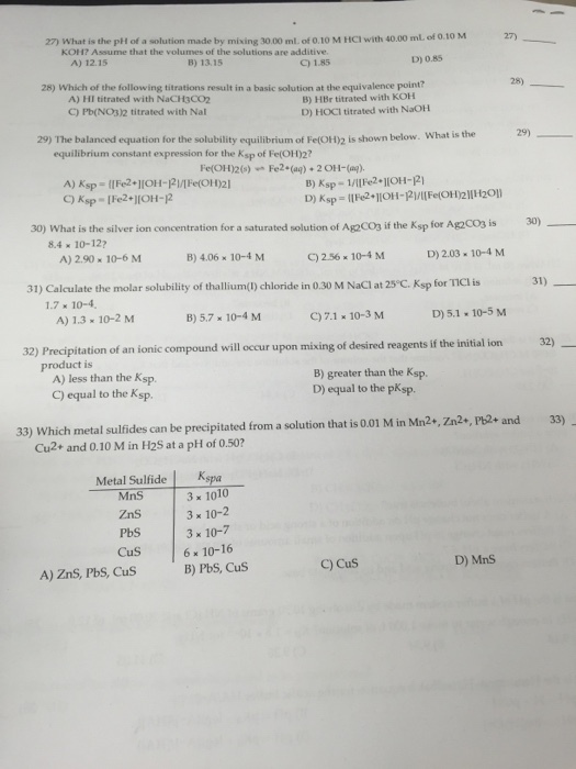 What is the PH of a solution made by mixing 30.00