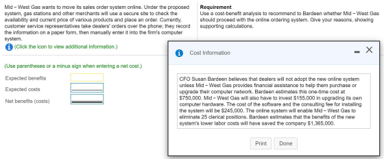 Mid-West Gas wants to move its sales order system online. Under the proposed Requirement system, gas stations and other merch